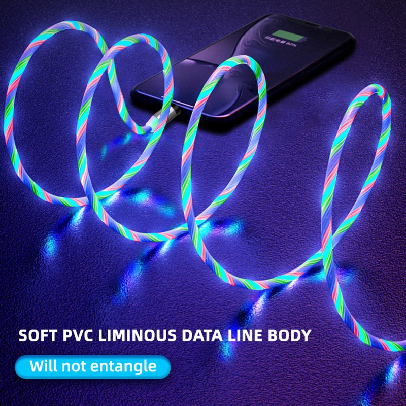 Samsung Galaxy A30 A50s A10 J4 Plus J6 Prime Magnetic LED Light Cable Micro USB Type-C iPhone Cable  LED Wired Charger