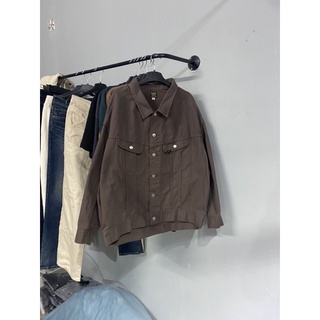 (Nâu -Đen) Áo khoác Jeans Denim Lee Oversize -Crop (Boxy Fit )