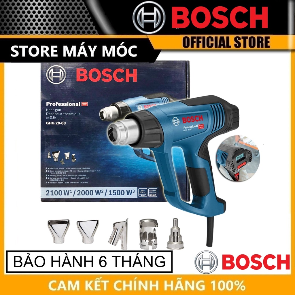 MÁY THỔI HƠI NÓNG 2000W (50 – 630 °C) BOSCH GHG 20-63-HÀNG CHÍNH HÃNG