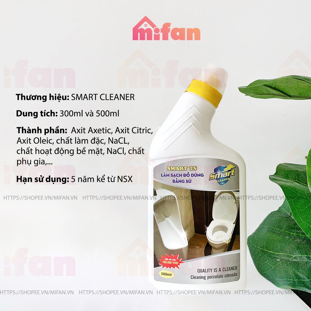 Làm Sạch Tẩy Trắng Đồ Dùng Bằng Sứ SMART TS - Bồn Cầu, Bồn Tắm, Bồn Rửa - Trắng Ngay Sau 5 Phút Không Cần Cọ Rửa