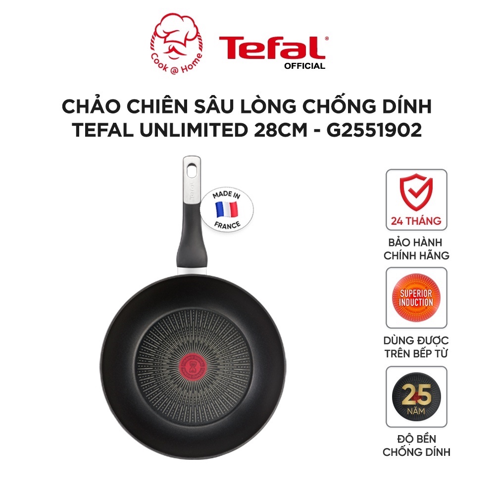 Chảo chiên chống dính sâu lồng Tefal Unlimited đế từ cao cấp 28cm - G2551902