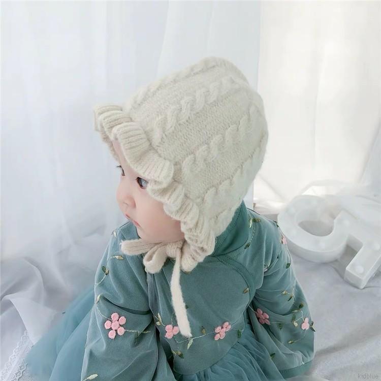 Mũ màu trơn thiết kế nhún bèo phong cách Hàn Quốc xinh xắn cho bé