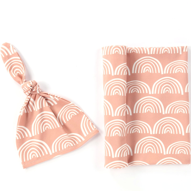 Bộ 2 Món Gồm Túi Ngủ + Chăn + Mũ In Họa Tiết Thắt Nút Cho Bé Sơ Sinh