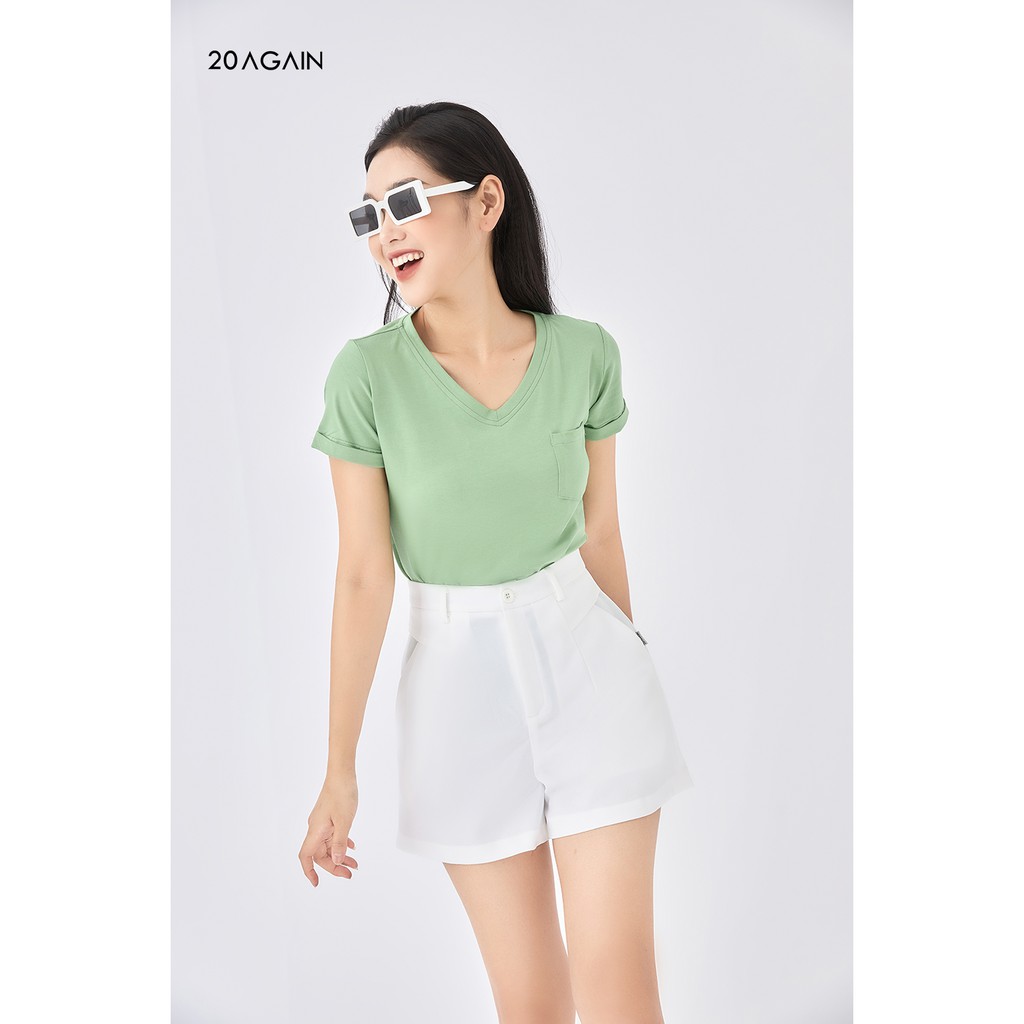 [Mã WABRT1230 giảm 10% đơn 99K] Áo phông nữ 20AGAIN, chất cotton co giãn mềm mịn, thoáng mát ATA1942