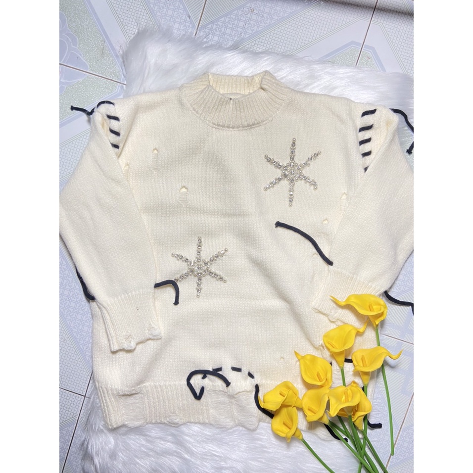 Hàng Sẵn_Áo len dệt kim dáng rộng khí chất tiểu thư