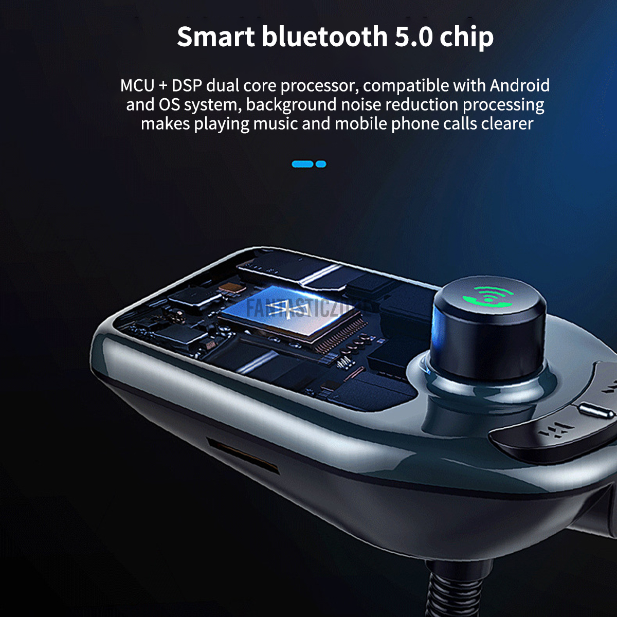 Củ Sạc Trên Ô Tô Bluetooth 5.0 Tích Hợp Bộ Phát Sóng Fm Và Máy Nghe Nhạc Mp3