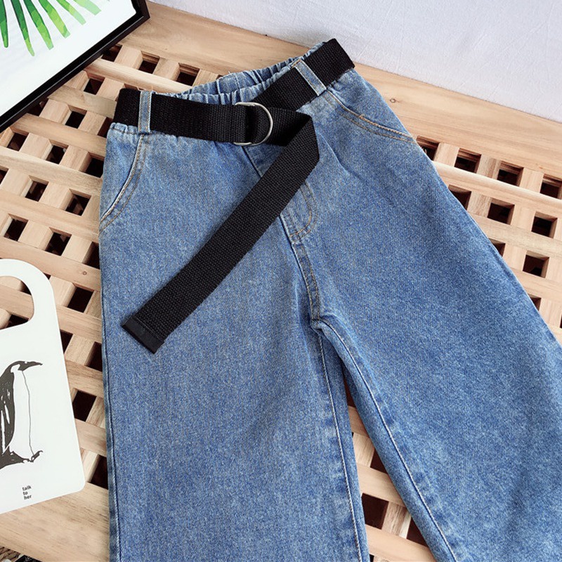Quần jeans thiết kế ống rộng phong cách năng động thời trang Hàn Quốc cho bé gái
