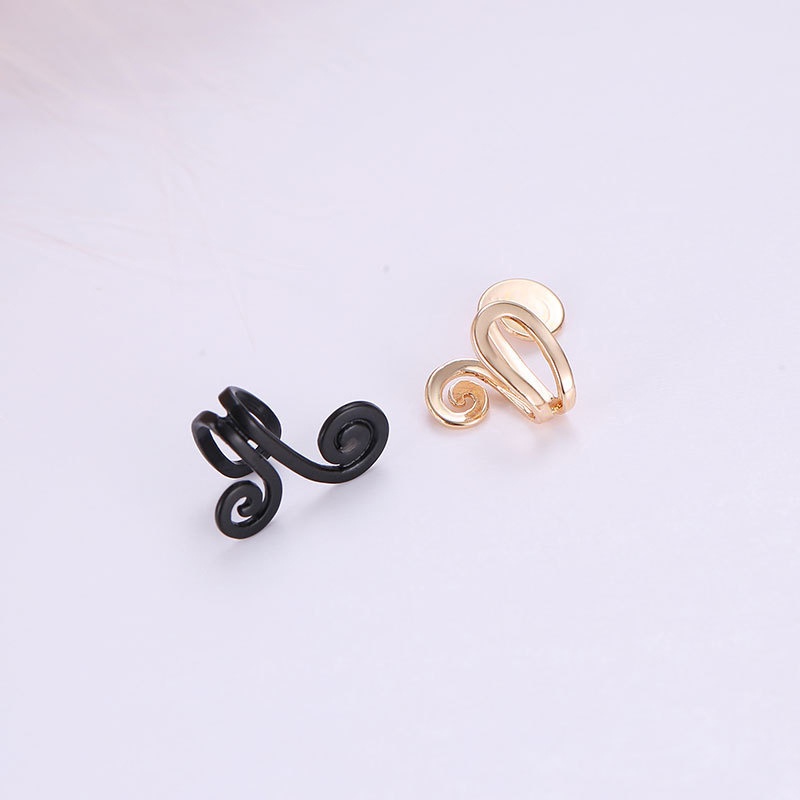 Khuyên Tai Kẹp Vành Bằng Hợp Kim Không Xỏ Hình Bầu Dục Đơn Giản Phong Cách Nhật Hàn