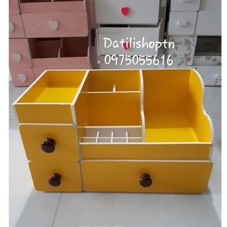 Kệ mỹ phẩm max 35cm vàng núm gỗ đậm