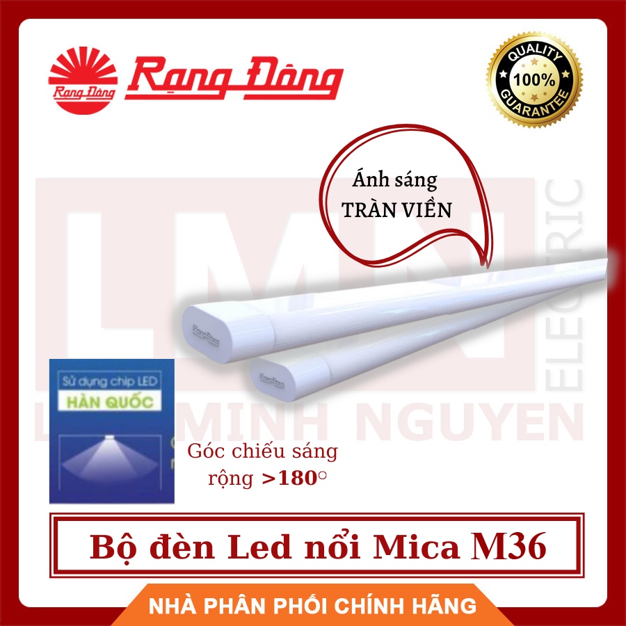 RẠNG ĐÔNG, BH 2 năm, Bộ đèn Led nổi Mica M36, M38 0.6m 20W, 1m2 40W siêu sáng hàng Việt Nam - Chất lượng cao