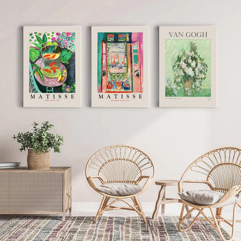 Tranh Vải Bạt Treo Tường In Hình Phong Cảnh Van Gogh Cổ Điển Trang Trí Nhà Cửa