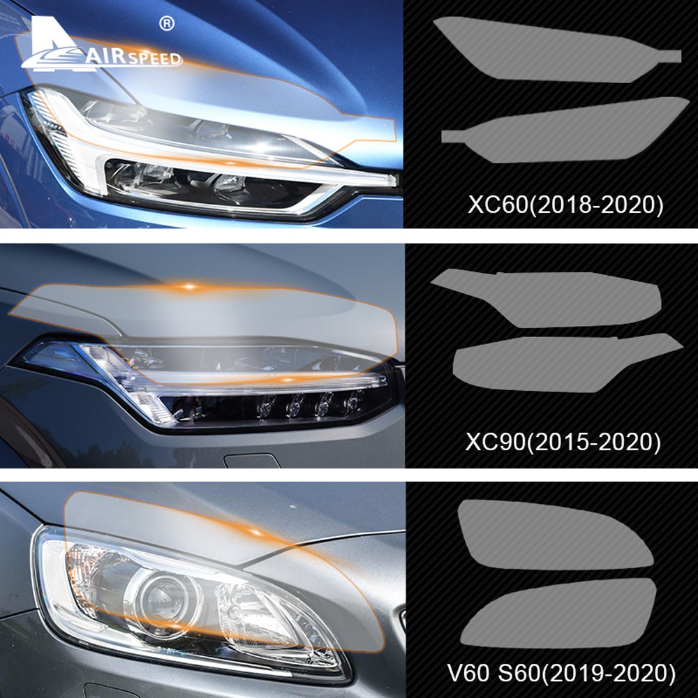 Set 2 Miếng Phim TPU Dán Bảo Vệ Đèn Pha Xe Hơi Volvo XC60 XC90 XC40 V90 V60 S60 S90