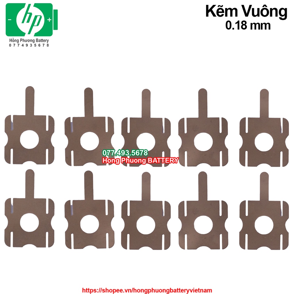 10 miếng kẽm Vuông 0.18mm hàn cell pin loại tốt