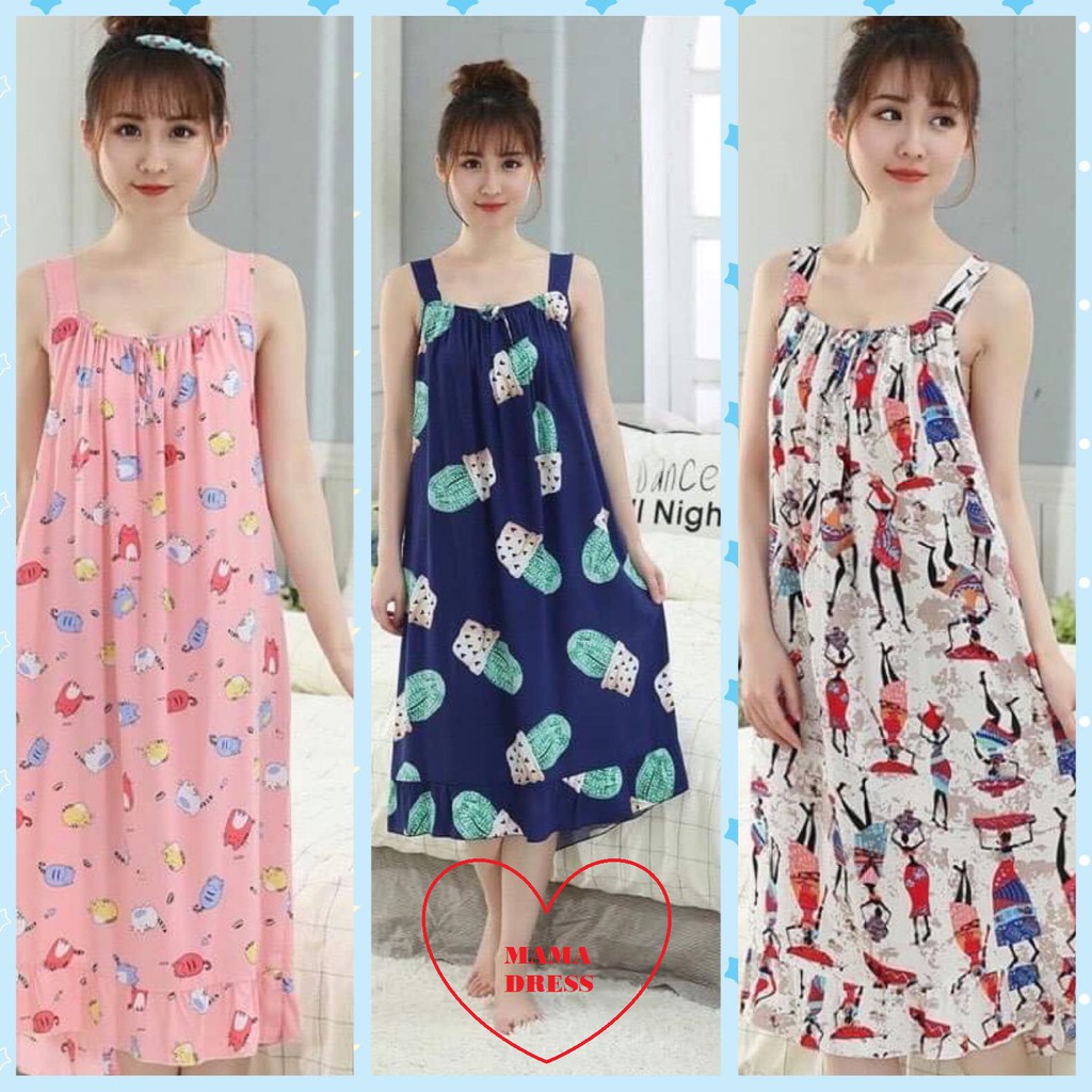 [SHOP MỚI GIÁ SỐC] Váy BẦU đầm ngủ BẦU 2 dây MAMADRESS free size từ 40 đến 80kg nhẹ nhàng và cực mát