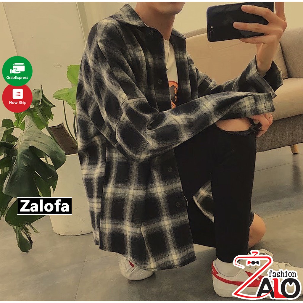 Áo Khoác Sơ Mi Flannel Sơ Mi Caro Nam Nữ Form Rộng Cá Tính Unisex