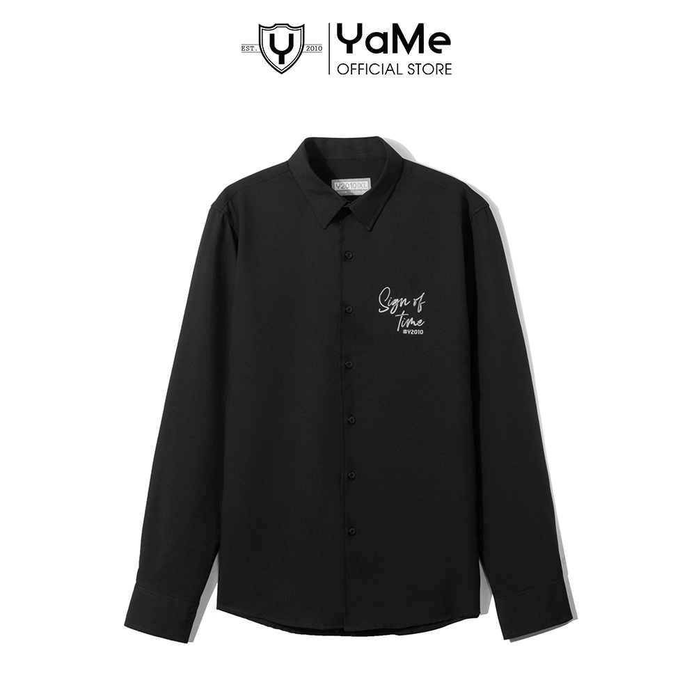 Áo Sơ Mi Nam Tay Dài Màu Đen Đơn Giản Thời Trang Y2010 M28 20641 |YaMe|