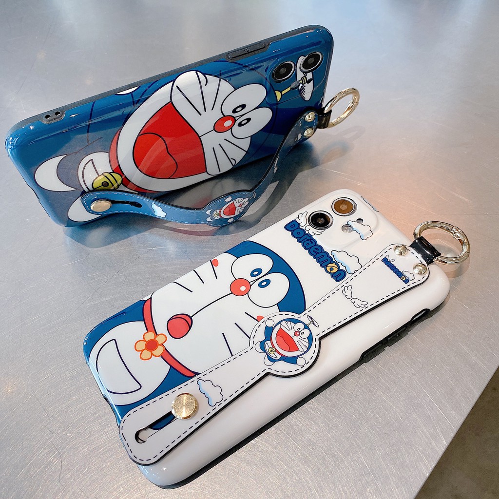 Ốp Điện Thoại In Hình Doraemon Có Dây Đeo Cổ Tay Cho Iphone 11 Pro Max Se2