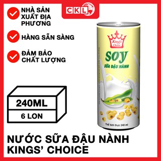 6 X 240ml Lon - Nước Sữa Đậu Nành Kings' Choice - Nhà Sản Xuất Địa Phương