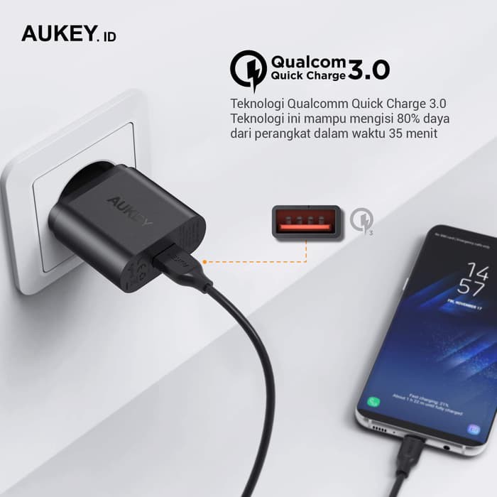 Củ Sạc Nhanh Aukey 1 Cổng 3.0 - Pa-t9