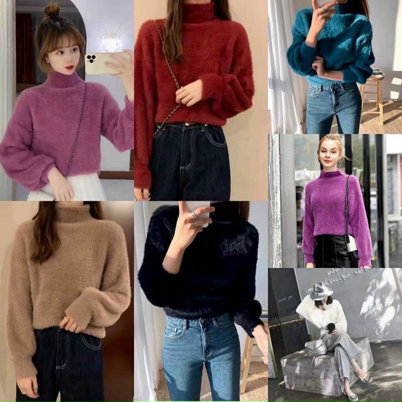 Áo len lông thỏ tay bồng cổ 3p cực xinhh