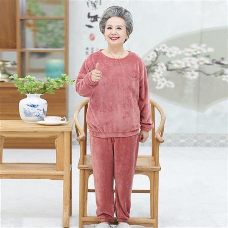 ✾▤✒Một mảnh / bộ phục vụ tại nhà của mẹ người cao tuổi mặc mùa thu nữ bà rộng rãi đồ ngủ phù hợp với kích thước lớn phụ