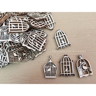 (3 cái) bộ hình gỗ lồng chim trang trí thiệp, scrapbook - giao mẫu ngẫu nhiên [nguyên liệu handmade, phụ liệu thủ công]