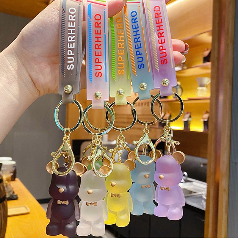 Móc khóa gấu Hàn quốc hoạt hình dễ thương đủ màu sắc hot trend tiktok phụ kiện túi xách