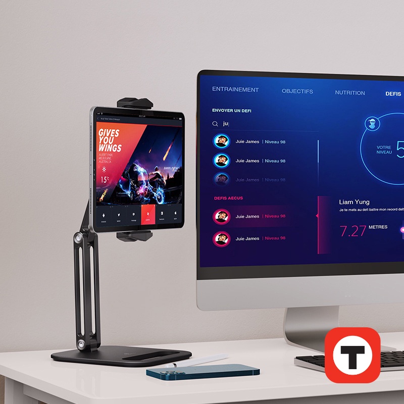 Giá đỡ ipad, máy tính bảng P47, xoay 360 độ, hợp kim nhôm, có thể gấp gọn, cho iPad, Samsung, Galaxy Tab - Techroom.vn