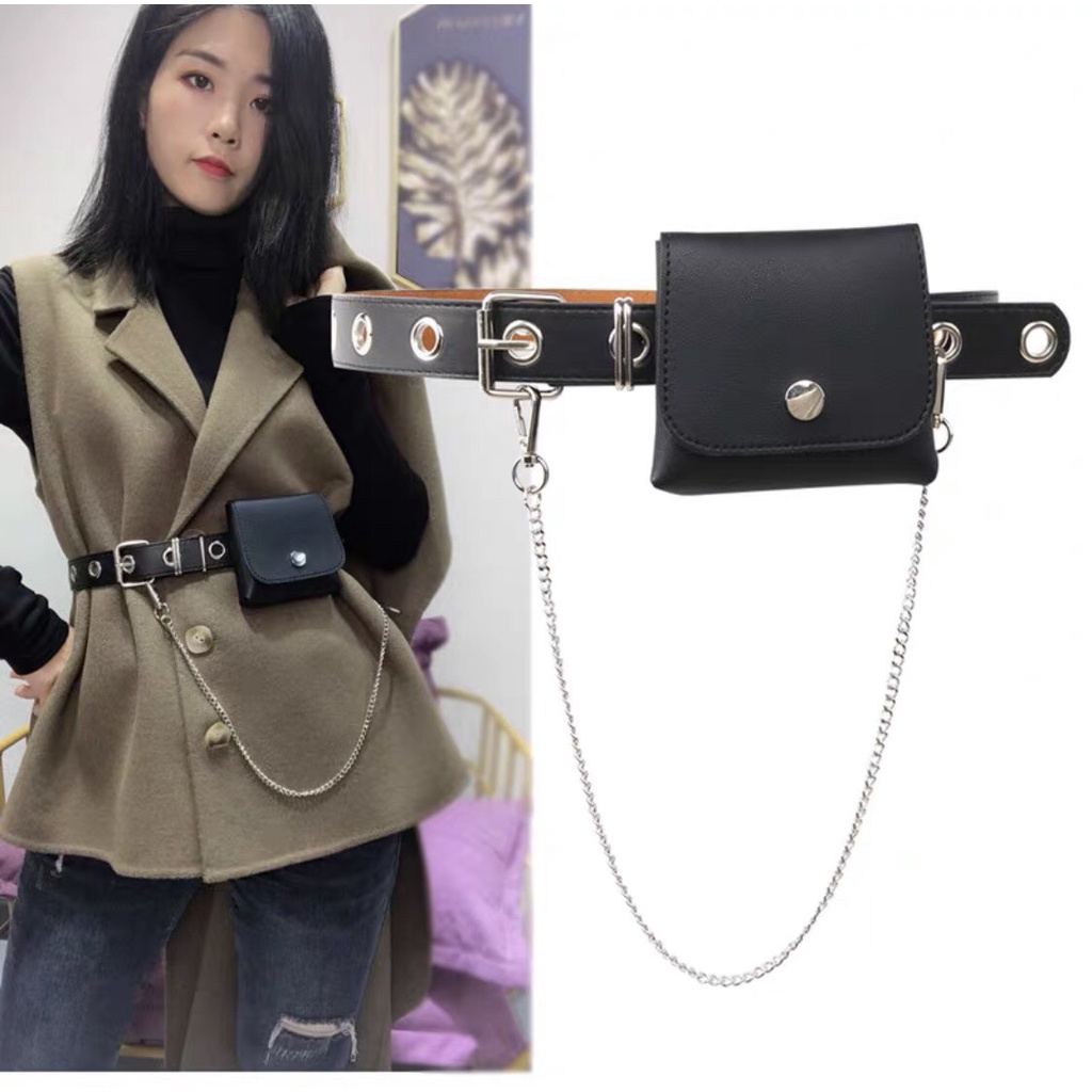 Thắt lưng da belt kèm ví hai trong 1 mix đồ cực sang chảnh