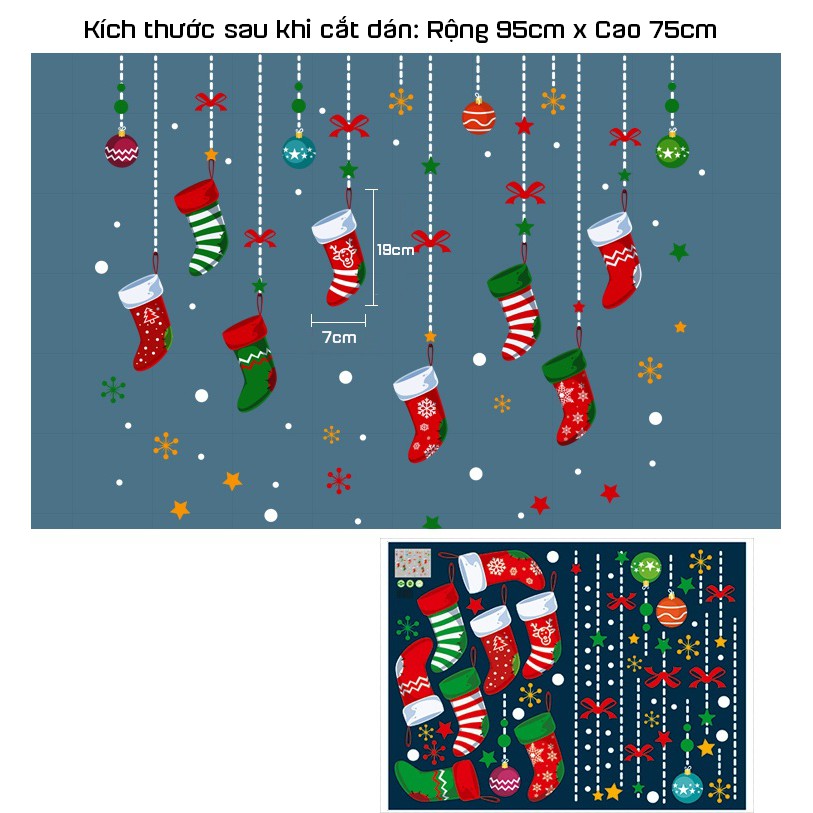 Tranh Decal Dán Kính Trang Trí Cây Thông Giáng Sinh Merry Christmas 05 DOKEY99