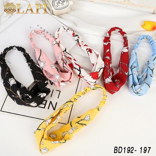 Băng đô vải turban hoạ tiết cành hoa phụ kiện tóc