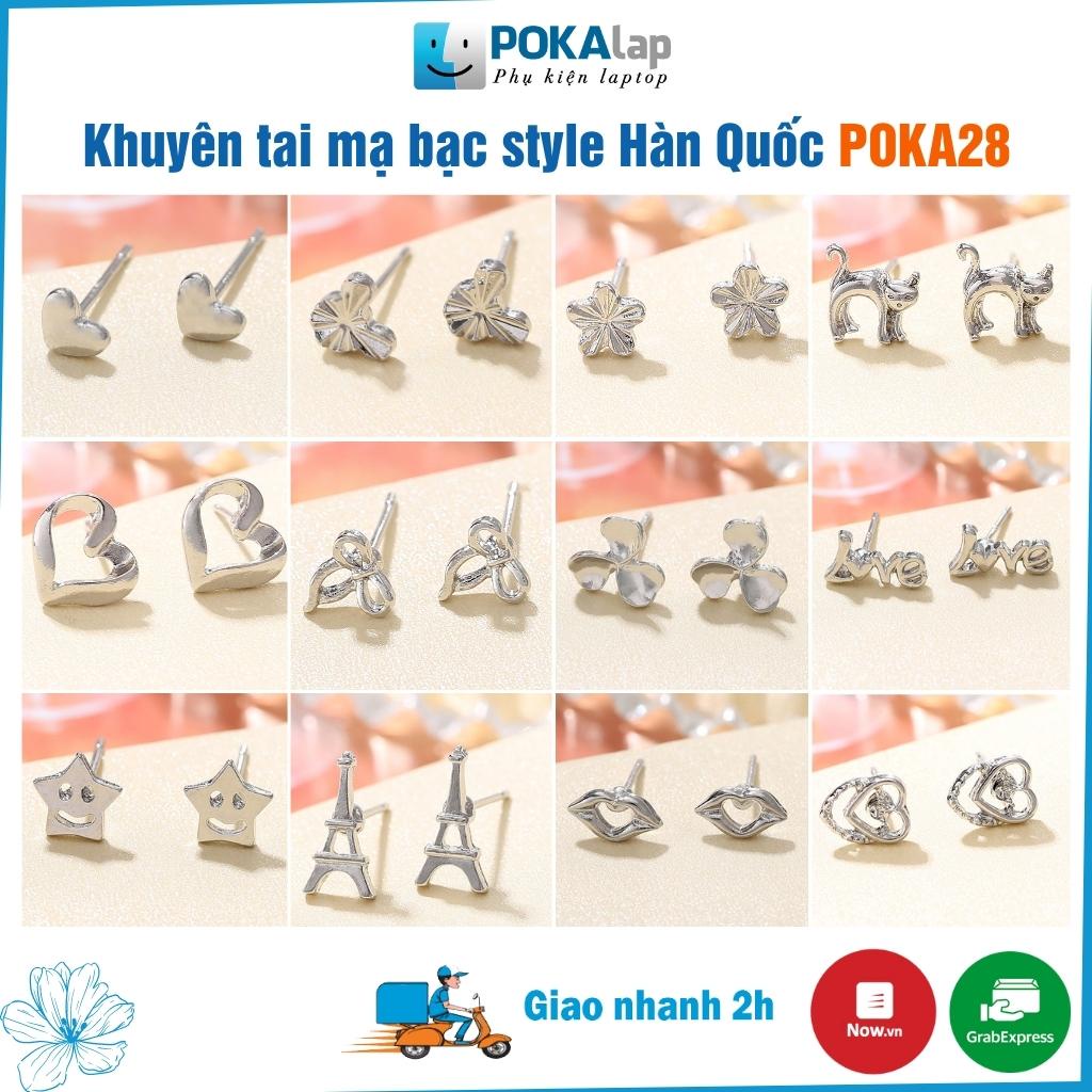 Khuyên tai hợp kim POKA28 thiết kế đơn giản, nhỏ gọn hợp thời trang phong cách Hàn Quốc cho nữ - POKALAP