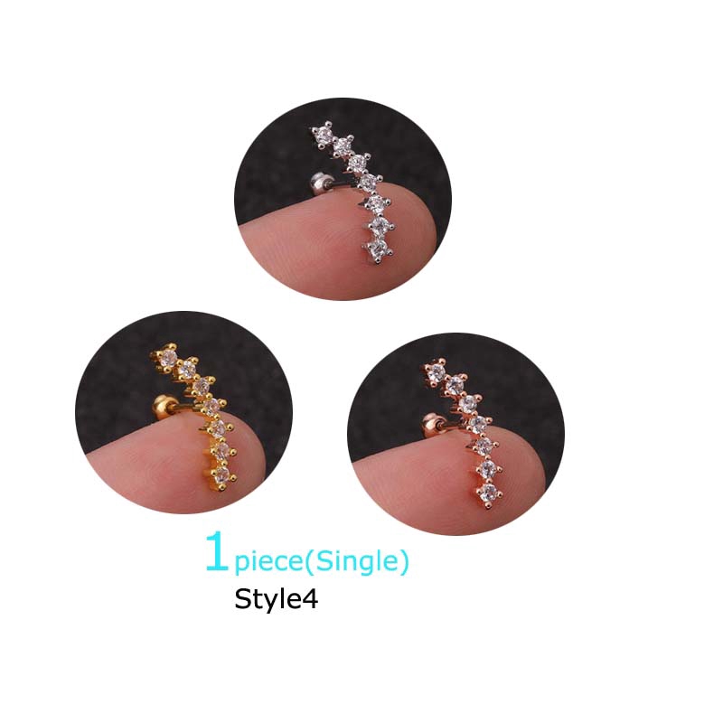 1 Khuyên Tai Bằng Thép Không Gỉ Đính Đá Zircon