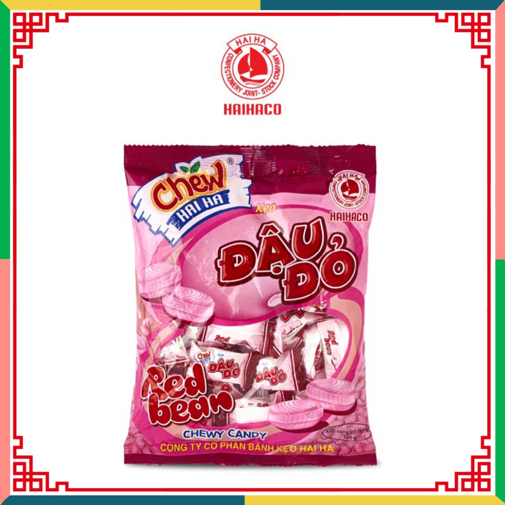 Kẹo Chew Mềm Hải Hà Hương Đậu Đỏ (Gói 100 Gram) ( Đại lý Ngọc Toản)