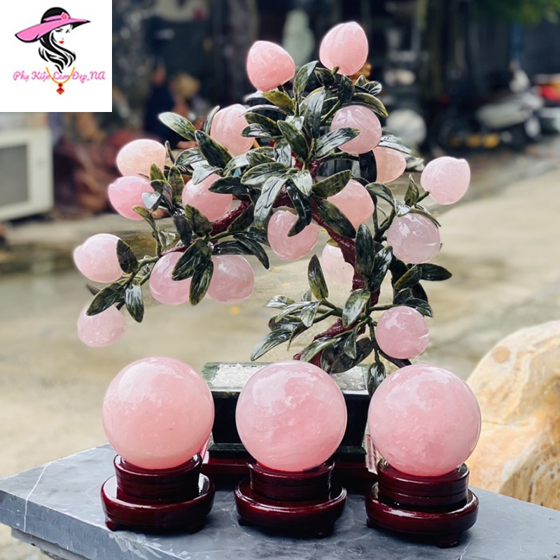 Quả Cầu Phong Thủy TA. Hồng Chất Siêu Đẹp - Tặng Đế Gỗ