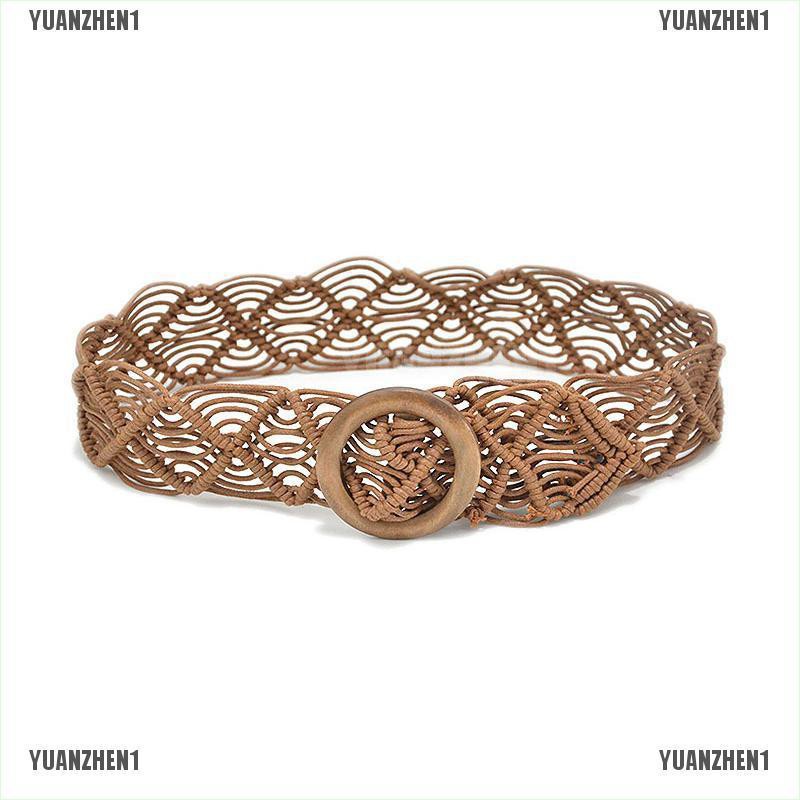 Thắt Lưng Bản Rộng Khóa Gỗ Phong Cách Bohemian Cổ Điển yuanzhen1 Cho Nữ