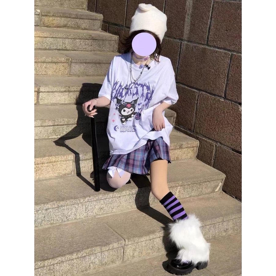 Áo thun ZHELIHANGFEI tay ngắn dáng rộng họa tiết in dễ phối đồ