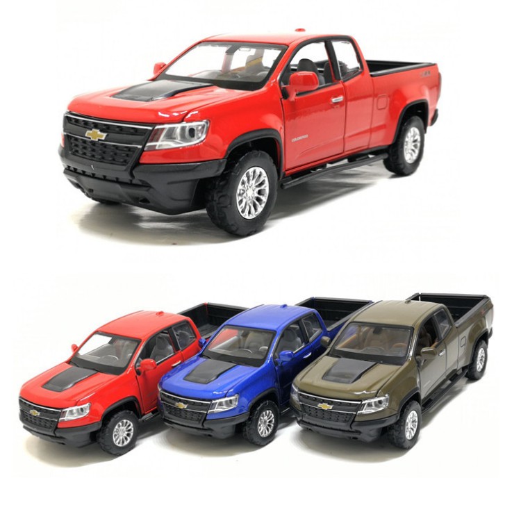 Đồ chơi mô hình xe ô tô Chevrolet colorado tỉ lệ 1:32 bằng kim loại có âm thanh và đèn mở các cửa - xe đồ chơi trẻ em