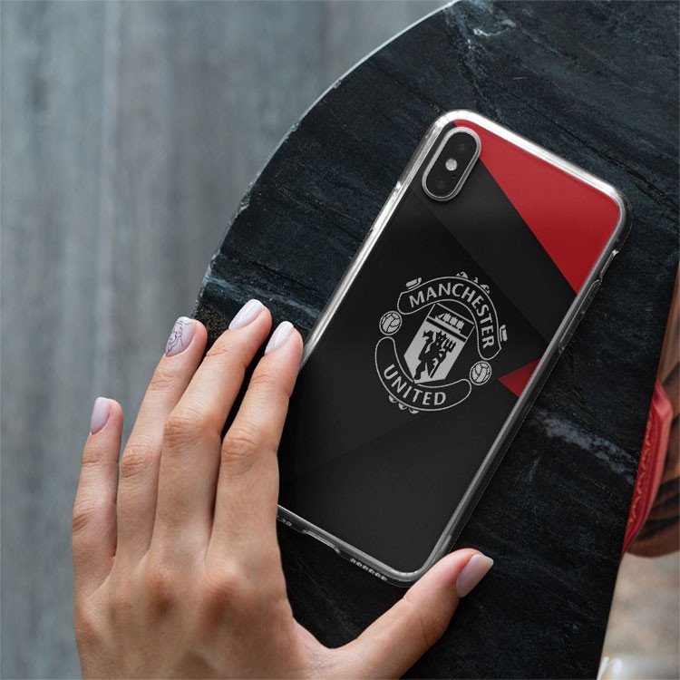 Ốp lưng logo Manchester United đỏ đen cho Iphone 5 6 7 8 Plus 11 12 Pro Max X Xr MAN20210004