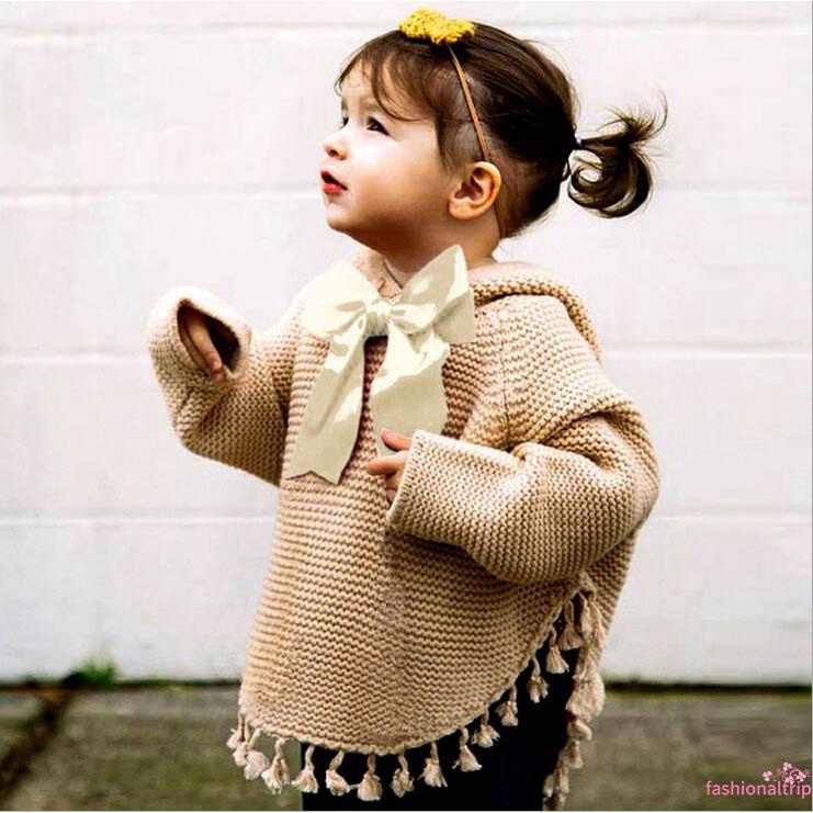 Áo choàng dệt kim tay dài đính nơ thời trang thu đông cho bé gái
 | BigBuy360 - bigbuy360.vn