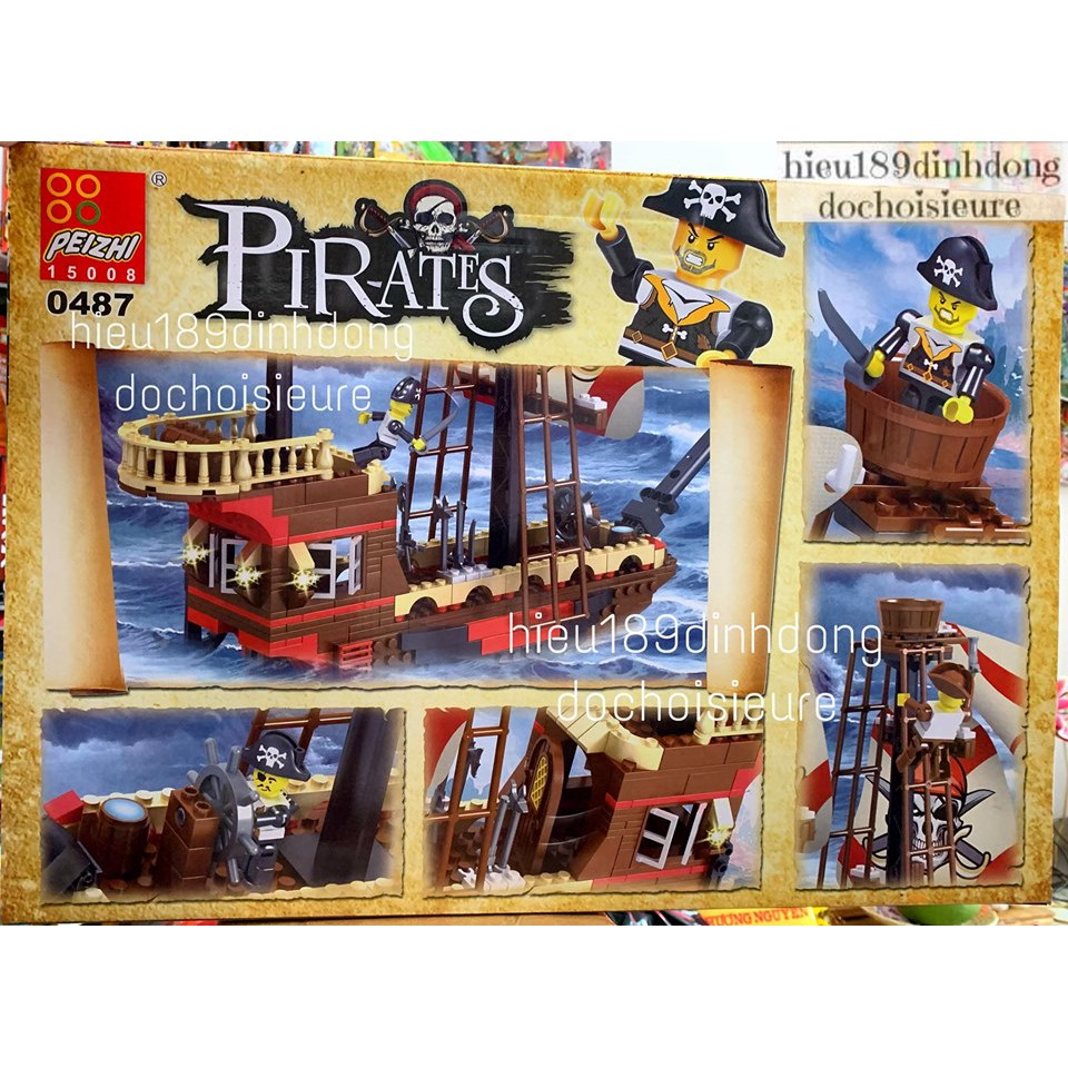 Lắp ráp xếp hình non Lego Pirates 0487 : Tàu cướp biển hải tặc cá mập hổ 494 mảnh