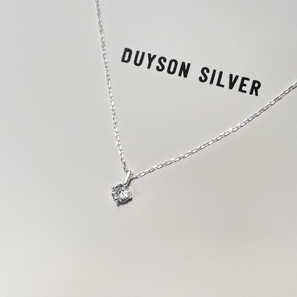 Dây chuyền bạc 925 DUYSON SILVER, Vòng cổ nữ đính đá tròn đơn giản cá tính