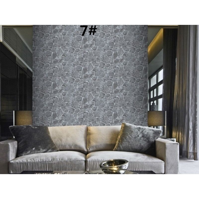 Nhãn dán tường họa tiết giả viên gạch 3D