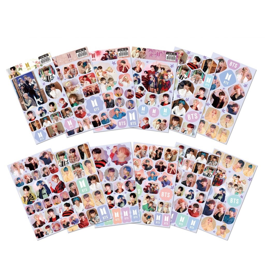 Set 12 tấm hình dán BTS mẫu mới