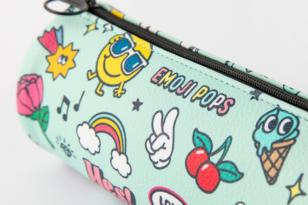 Hộp Đựng Bút ARTBOX Hàn Quốc Hình Ống Tròn Màu Xanh Bạc Hà In Hình Biểu Tượng Cảm Xúc