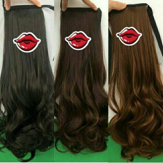 Hình thật tóc cột xoăn đui 50cm