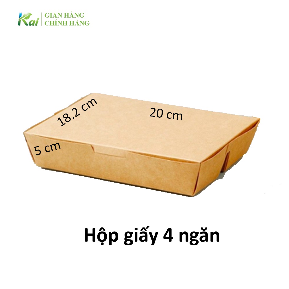 25 - 50 Hộp giấy Kraft 3 hoặc 4 ngăn cao cấp, đựng thức ăn, thực phẩm, cơm mang đi..., có cán màng PE bên trong, GIÁ SỈ