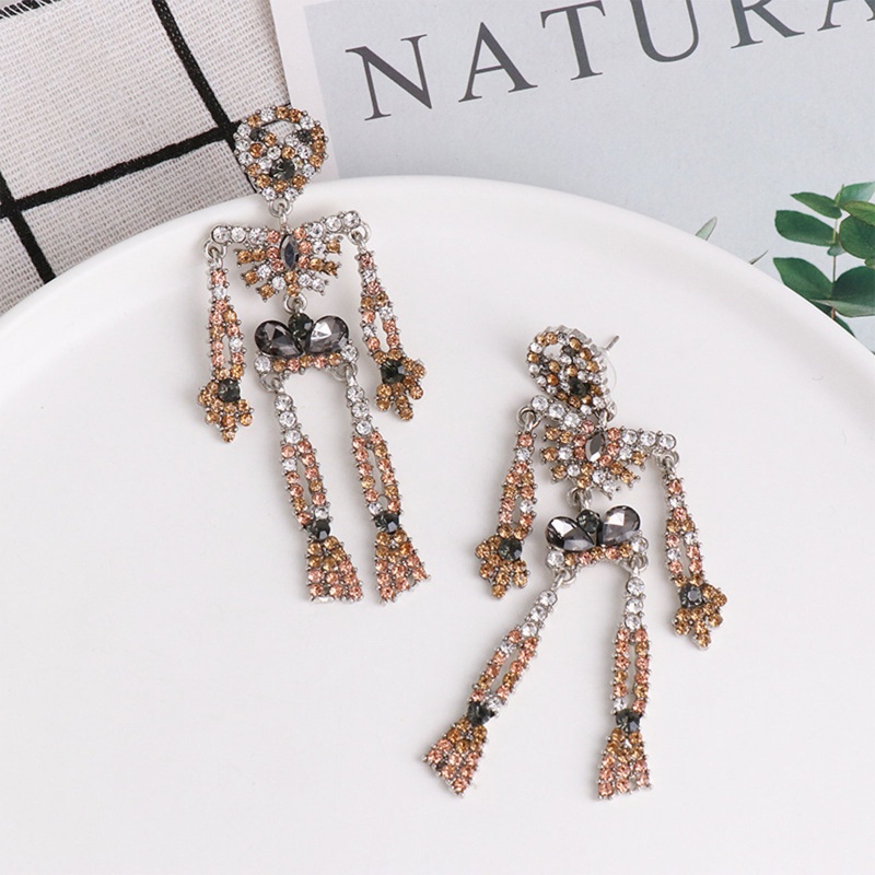 Youyo Bông Tai Hình Đầu Lâu Đính Kim Cương Giả Sáng Tạo Cho Nữ Gi