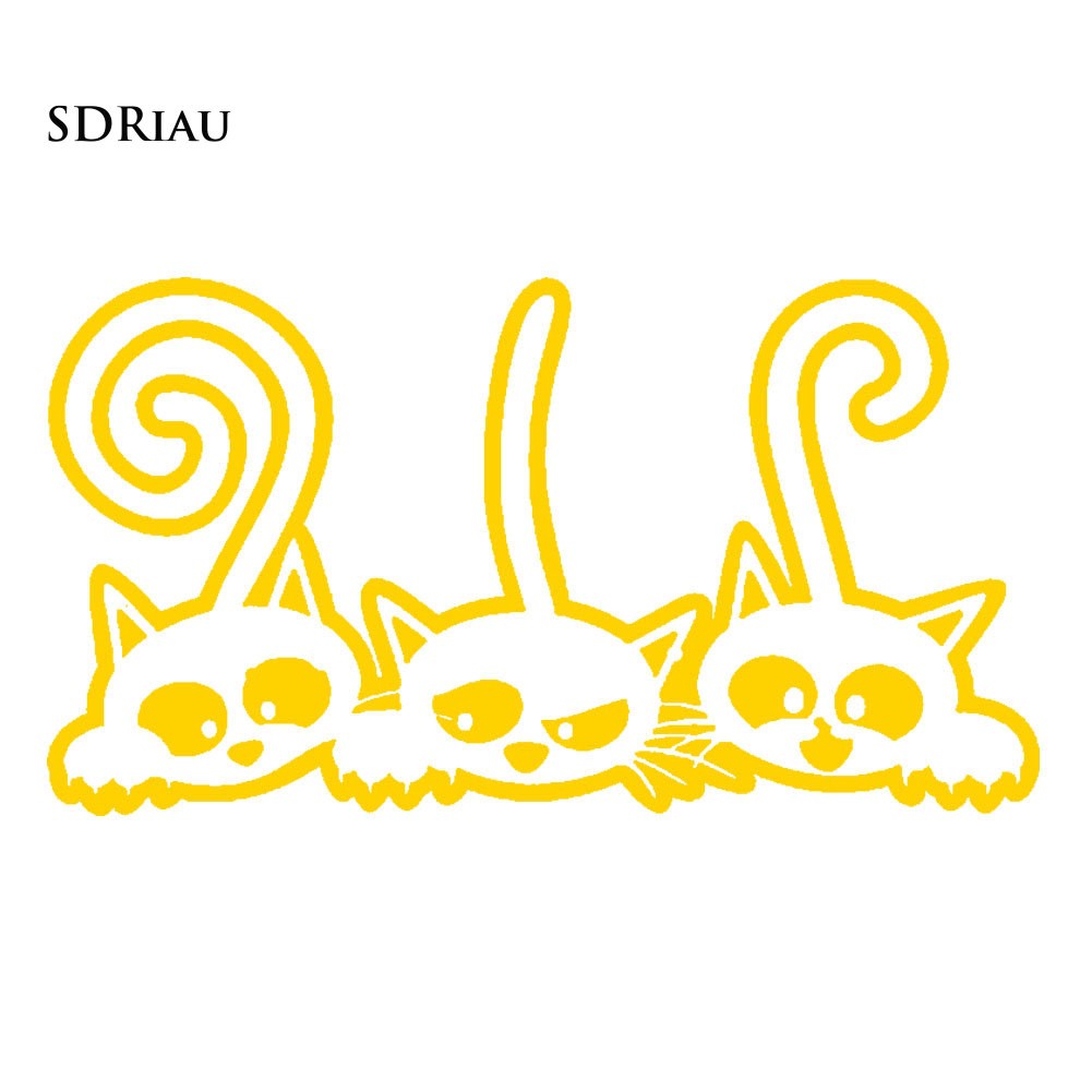 Decal hình mèo dễ thương trang trí thân xe &amp; cửa sổ oto