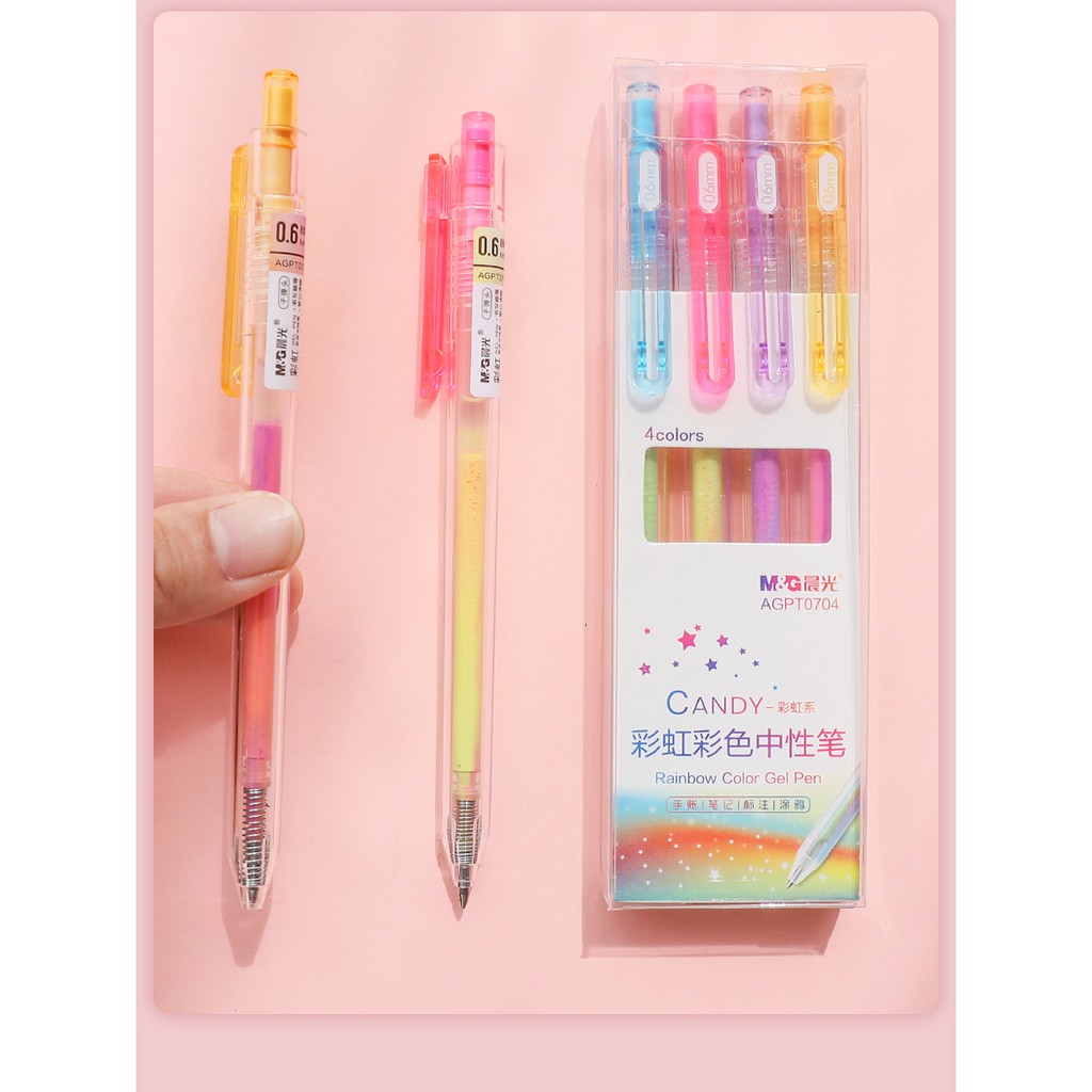 Bút nước bảy sắc cầu vồng 0.6mm M&amp;G AGPT0704 (Vỉ 4 bút)